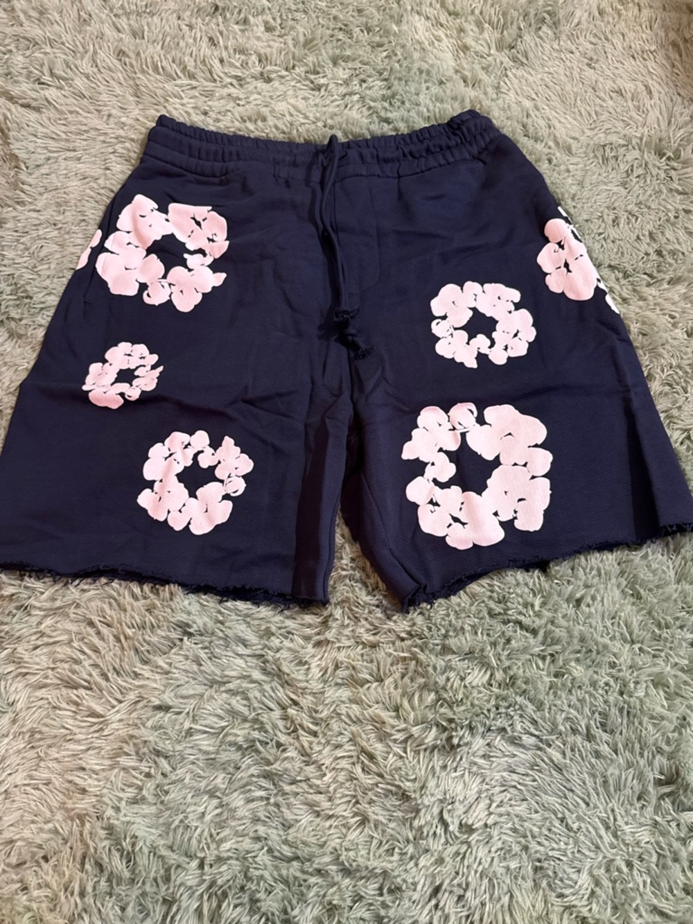 Navy blue denim shorts